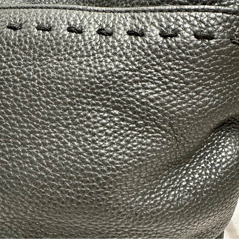 Cole Haan Large Black Pebbled Leather Hobo Bag Brass Hardware Classic Metro Vibe